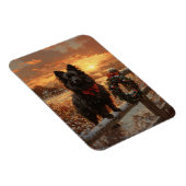Schipperke Dog Rustic Winter Sunset Magneet (Rechterzijde)