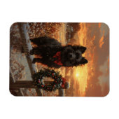 Schipperke Dog Rustic Winter Sunset Magneet (Horizontaal)