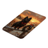 Schipperke Dog Rustic Winter Sunset Magneet (Linkerzijde)