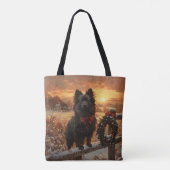 Schipperke Dog Rustic Winter Sunset Tote Bag (Achterkant)
