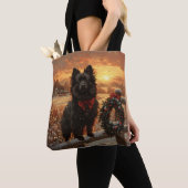 Schipperke Dog Rustic Winter Sunset Tote Bag (Dichtbij)