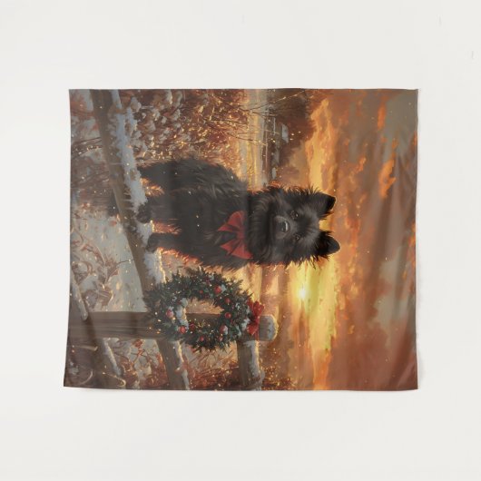 Schipperke Dog Rustic Winter Sunset Wandkleed (Voorkant (horizontaal))