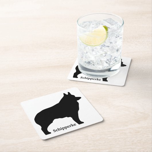 Schipperke dog silhouette kartonnen onderzetters (Insitu)
