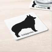 Schipperke dog silhouette kartonnen onderzetters (Schuin)