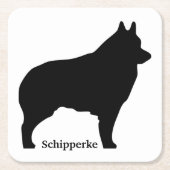Schipperke dog silhouette kartonnen onderzetters (Voorkant)
