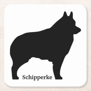 Schipperke dog silhouette kartonnen onderzetters