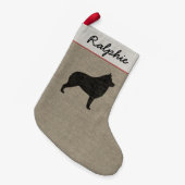 Schipperke Dog Silhouette Personalized Holiday Kleine Kerstsok (Voorkant (Hangend))