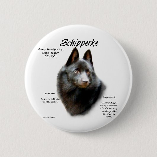 Schipperke Geschiedenis Ontwerp Ronde Button 5,7 Cm (Voorkant)