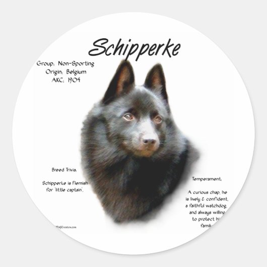 Schipperke Geschiedenis Ontwerp Ronde Sticker (Voorkant)