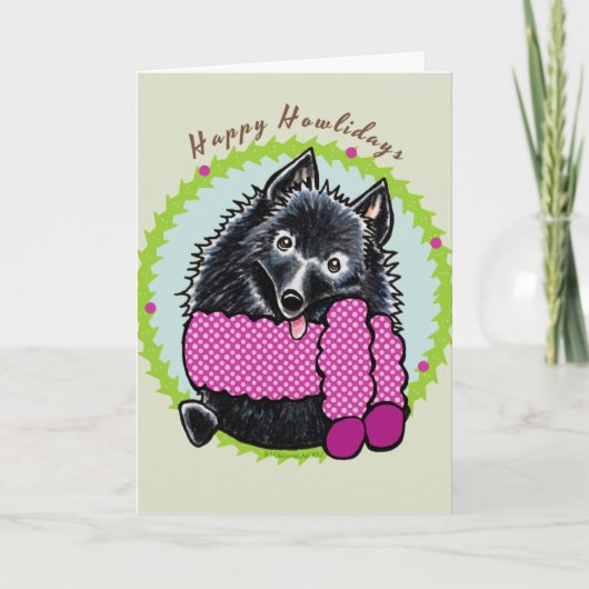 Schipperke Happy Howlidays Feestdagen Kaart (Voorkant)