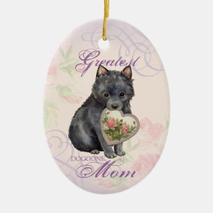 Schipperke Heart Mam Ceramic Ornament