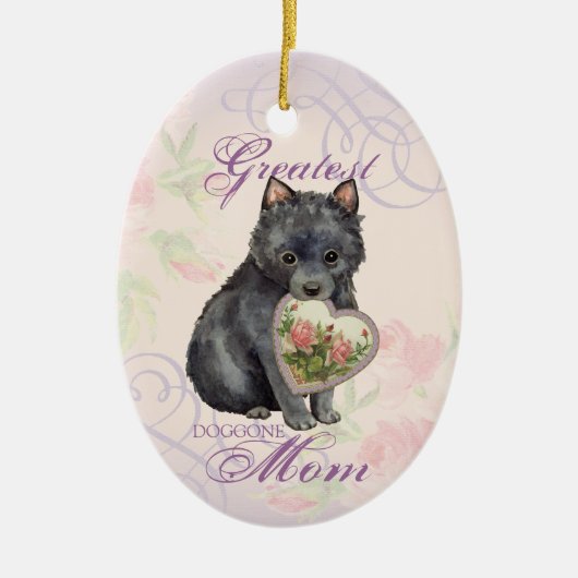 Schipperke Heart Mam Ceramic Ornament (Voorkant)
