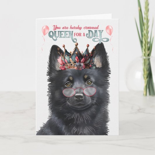 Schipperke Hond Koningin Dag Grappige Verjaardag Kaart (Voorkant)