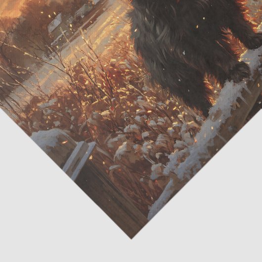 Schipperke Hond Rustieke Winter Decoupage Tissuepapier (Detail)