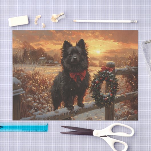 Schipperke Hond Rustieke Winter Decoupage Tissuepapier (Craft)