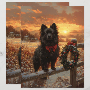 Schipperke hond rustieke winter plakboek papier