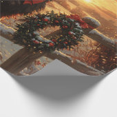 Schipperke Hond Rustieke Winter Zonsondergang Deco Cadeaupapier (Hoek)