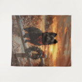 Schipperke Hond Rustieke Winter Zonsondergang Wandkleed (Voorkant (horizontaal))