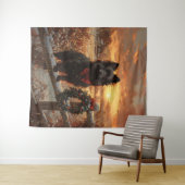 Schipperke Hond Rustieke Winter Zonsondergang Wandkleed (In Situ (horizontaal))