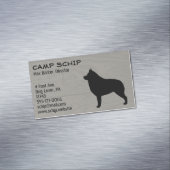 Schipperke Hond Silhouet Faux Hout Graan Visitekaartje Magneet (Voorbeeld)