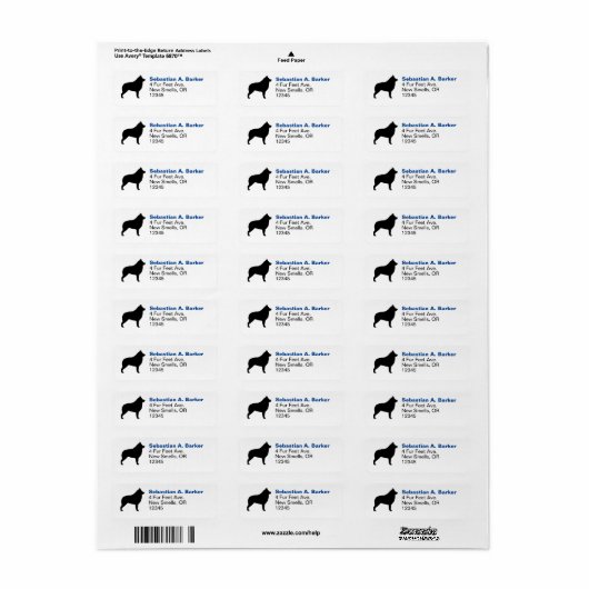 Schipperke Hondenras Silhouette Return Address Etiket (Full Sheet)