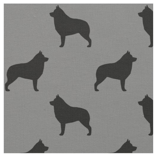 Schipperke Hondenras Silhouettes Patterned Stof (Close Up)