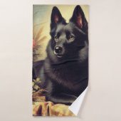  Schipperke Hondenschilderij Badhanddoek (Badhanddoek)