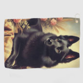  Schipperke Hondenschilderij Golfhanddoek (Horizontaal)
