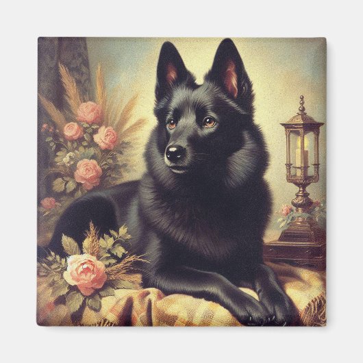 Schipperke Hondenschilderij Magneet (Voorkant)