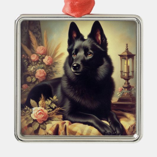  Schipperke Hondenschilderij Metalen Ornament (Voorkant)