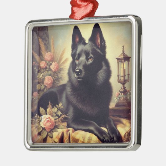  Schipperke Hondenschilderij Metalen Ornament (Links)