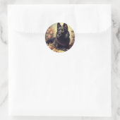 Schipperke Hondenschilderij Ronde Sticker (Tas)