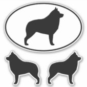 Schipperke Hondensilhouetten Vinyl Sticker Set (Voorkant)