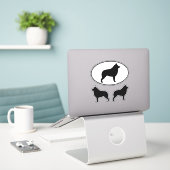 Schipperke Hondensilhouetten Vinyl Sticker Set (Laptop op bureau)