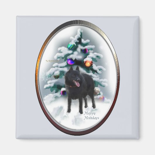 Schipperke kerstcadeaus magneet (Voorkant)