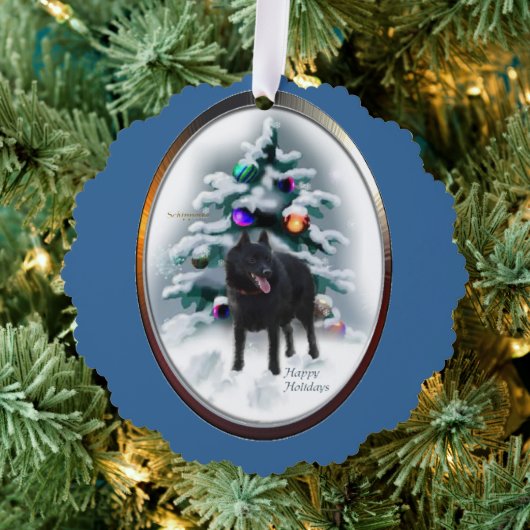 Schipperke kerstcadeaus ornament kaart (Insitu (Drie))