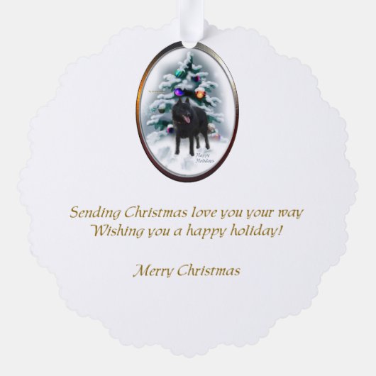 Schipperke kerstcadeaus ornament kaart (Achterkant)