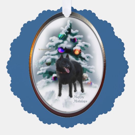 Schipperke kerstcadeaus ornament kaart (Voorkant)
