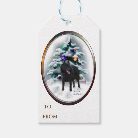 Schipperke Kerstmis Cadeaulabel (Voorkant)
