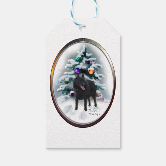 Schipperke Kerstmis Cadeaulabel (Achterkant)