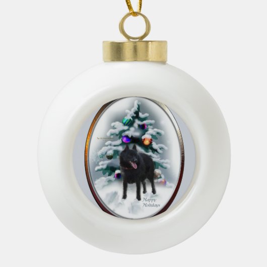Schipperke Kerstmis Keramische Bal Ornament (Voorkant)