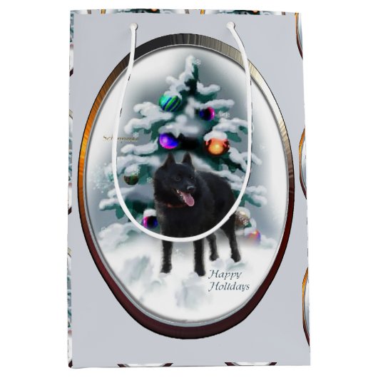 Schipperke Kerstmis Medium Cadeauzakje (Voorkant)