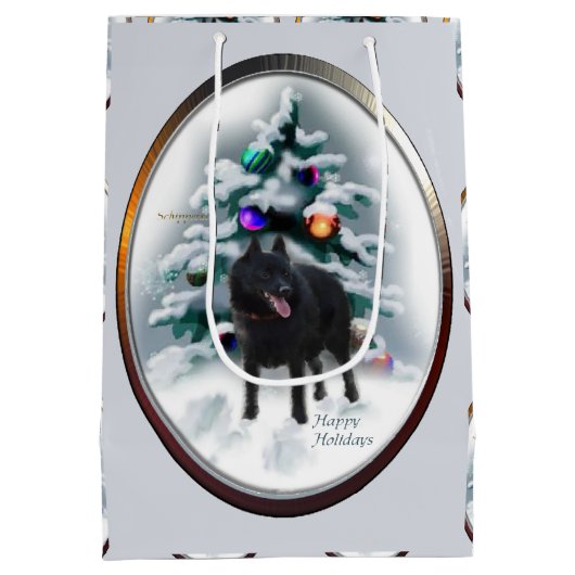 Schipperke Kerstmis Medium Cadeauzakje (Achterkant)