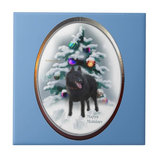 Schipperke Kerstmis Tegeltje (Voorkant)