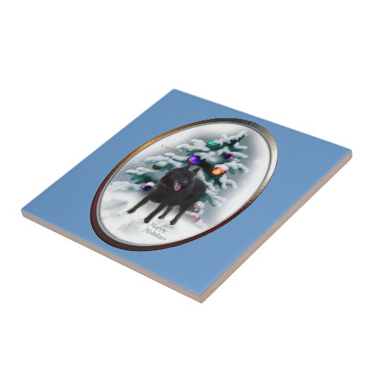 Schipperke Kerstmis Tegeltje (Zijkant)