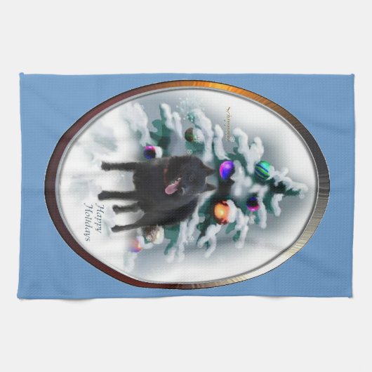 Schipperke Kerstmis Theedoek (Horizontaal)