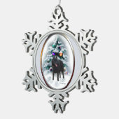 Schipperke Kerstmis Tin Sneeuwvlok Ornament (Rechts)