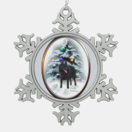 Schipperke Kerstmis Tin Sneeuwvlok Ornament