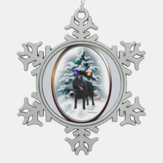 Schipperke Kerstmis Tin Sneeuwvlok Ornament (Voorkant)