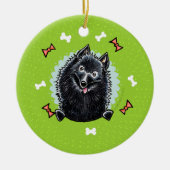 Schipperke Kerstmis Wreath Keramisch Ornament (Voorkant)